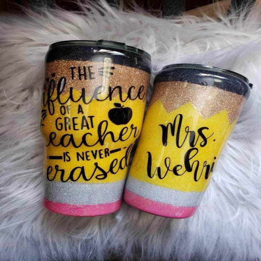 Pencil tumbler, teacher gift tumbler Personalized Glitter Tumbler, Monogram Tumbler, Glitter Cup, Glitter Tumbler, Glitter Stainless steel