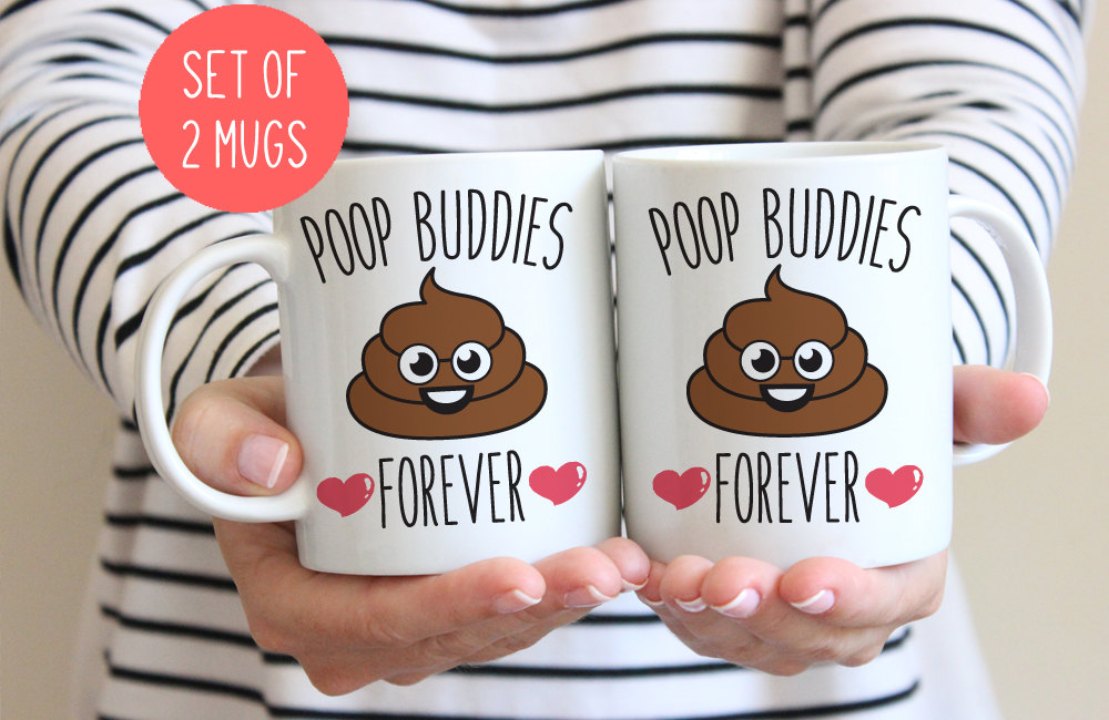 Poop Buddies Best Friends Forever Mugs, Poop emoji, Funny Friend Gift (M295-2S)