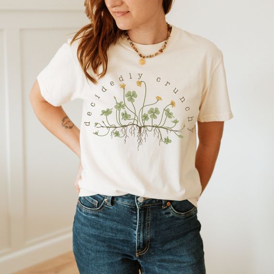 Decidedly Crunchy Tee Shirt, Nature Lover T-shirt, Botanical Mom Tshirt