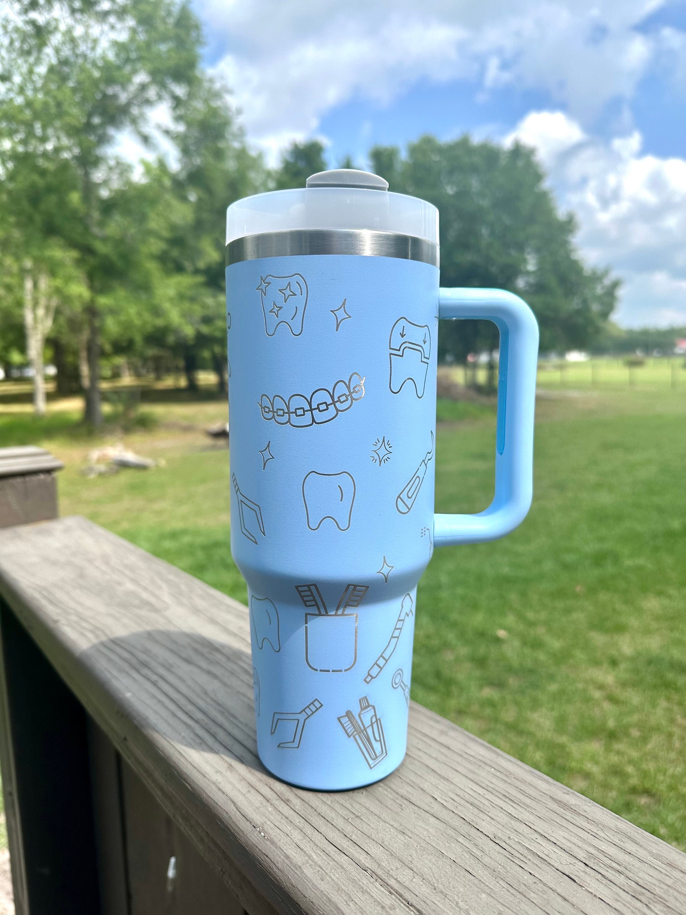 Dental hygienist | Dentist | Dental 40 oz Stainless Steel Insulated Tumbler with Handle, Laser Engraved tumbler