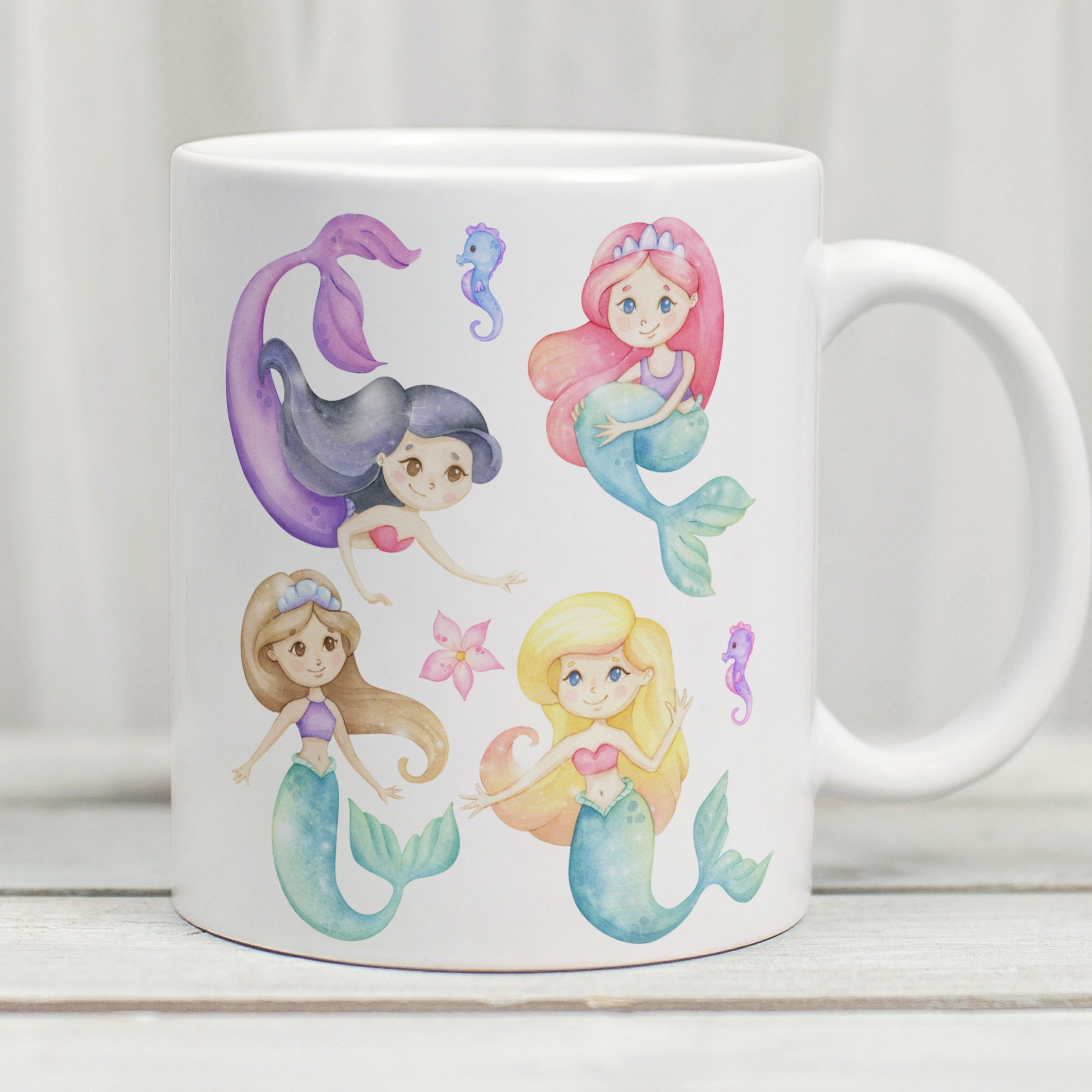 Watercolour Mermaid Mug, Mermaid Cup, Mermaid Gifts, Mermaid Lover Gift, Children’s Mermaid Mug, Mermaid Gift For Girl