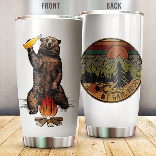 Bear – I Hate People Stainless Steel Insulated Tumbler Cups, Gift For Boyfriend, Best Friend Gift Ideas, Mom Christmas Gifts, Birthday Gift