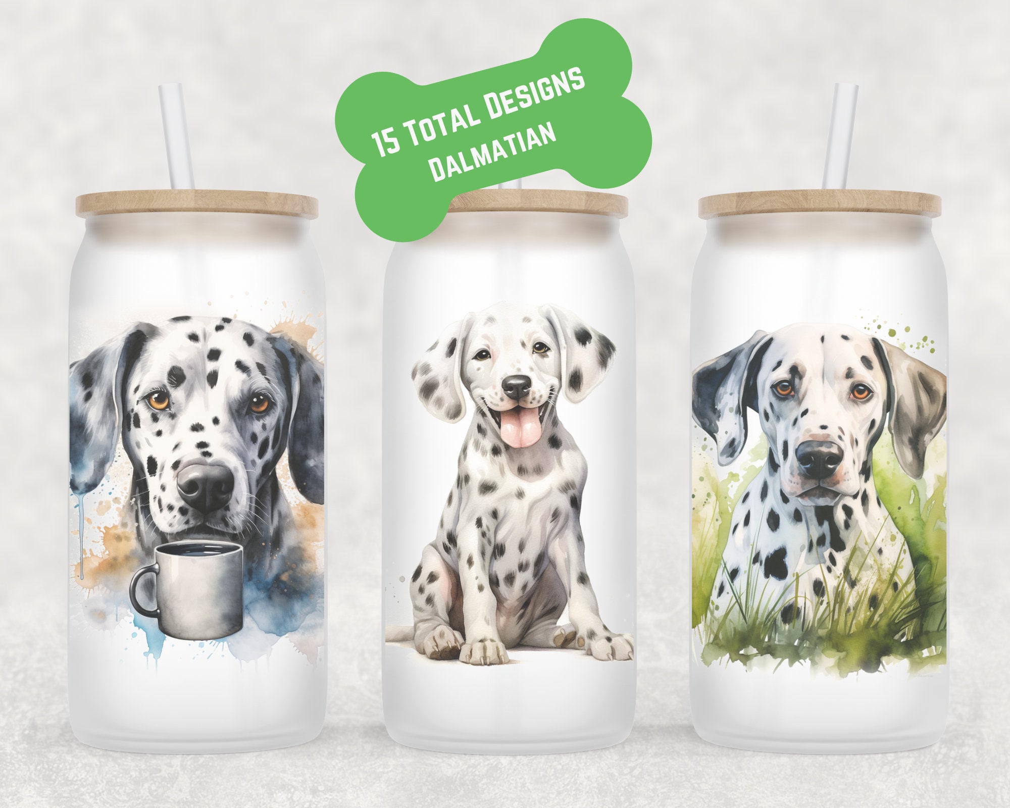 Dalmatian Beer Can Glass | Dog Mom Gift | Dalmatian Mug | Coffee Iced Coffee Cup | Fur Mom Coffee Mug | Glass Coffee Cup | Dalmatian Gift