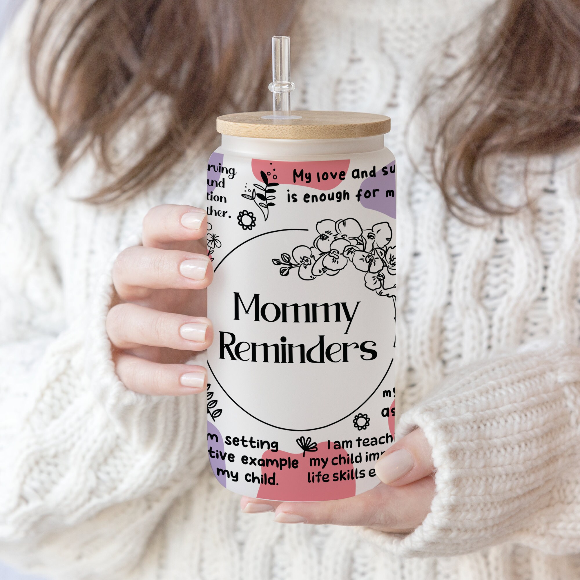 3 files 16 oz Libbey Glass Can Tumbler Sublimation Design Gift for Mother’s Day Positve Self Love Mommy Reminders | Mom Daily Affirmations