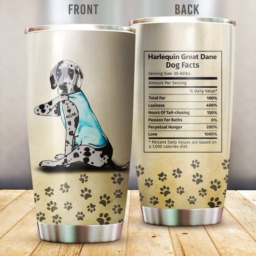 Harlequin Great Dane I Love Mom Vr2 Stainless Steel Insulated Tumbler Cups, 60Th Birthday Ideas, Birthday Gift For Girlfriend, New Dad Gifts