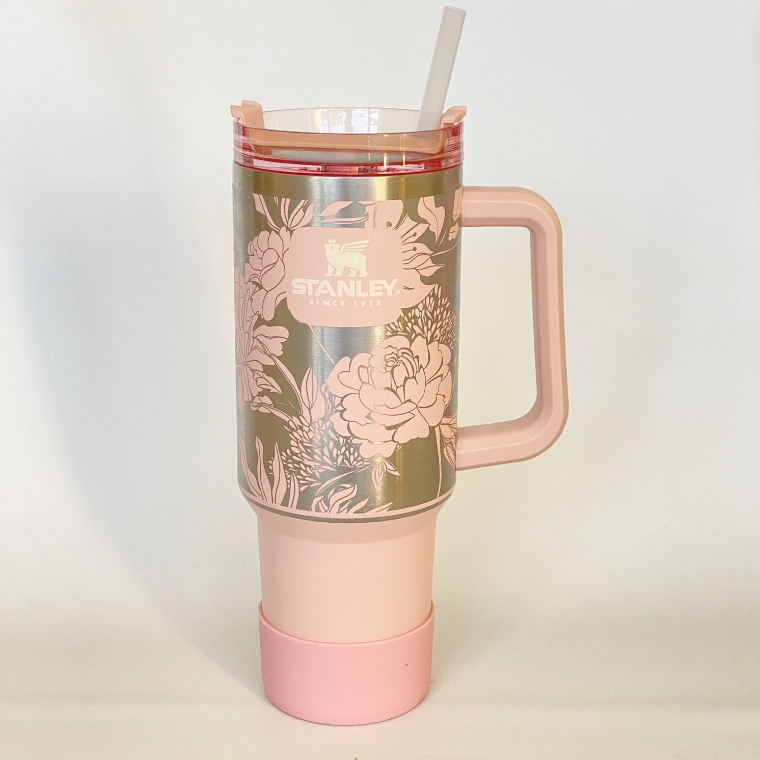 Floral Engraved Stanley Adventure Quencher 40oz tumbler