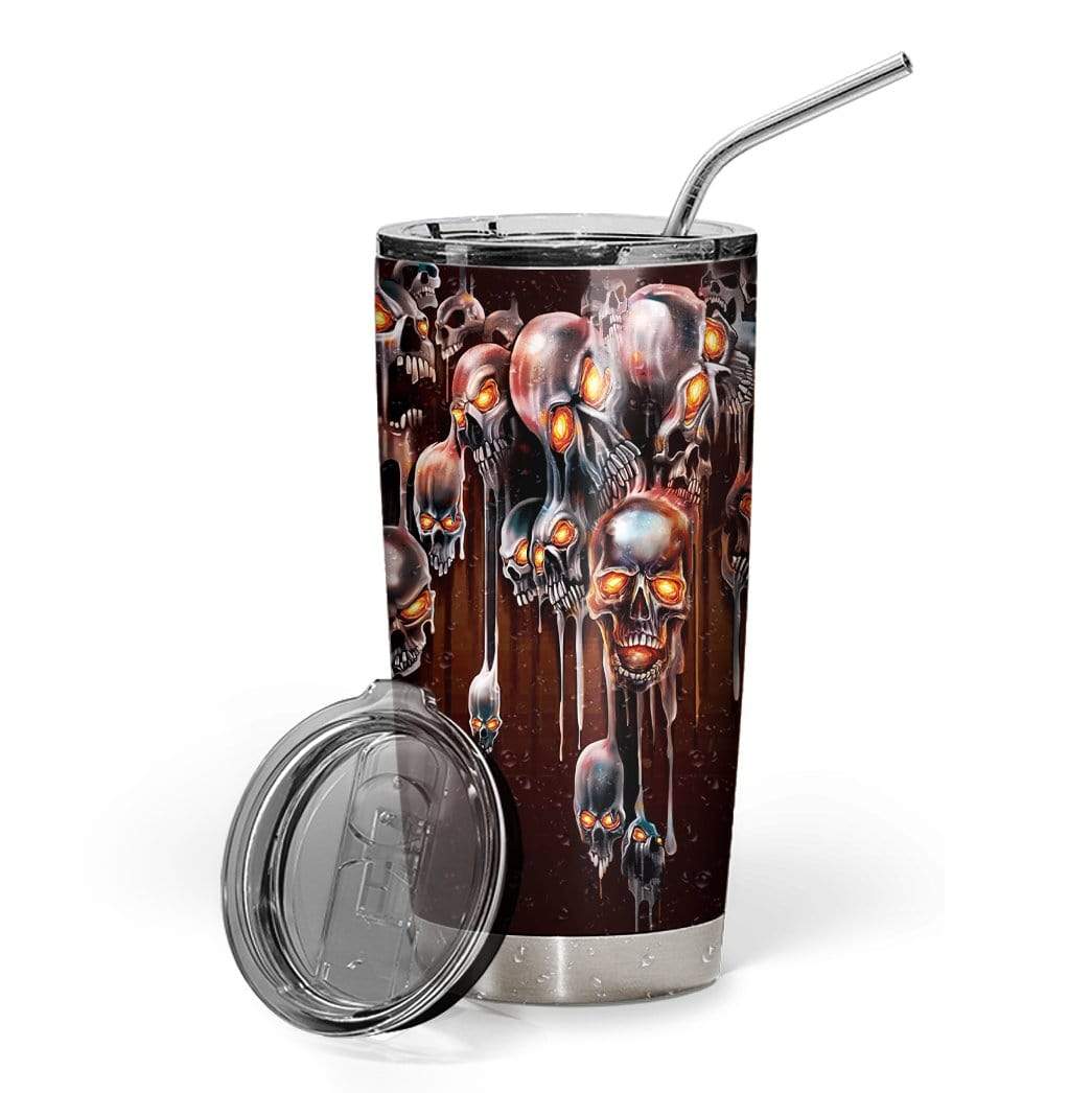 Gearhuman 3D Melting Skulls Custom Design Vacuum Insulated Tumbler