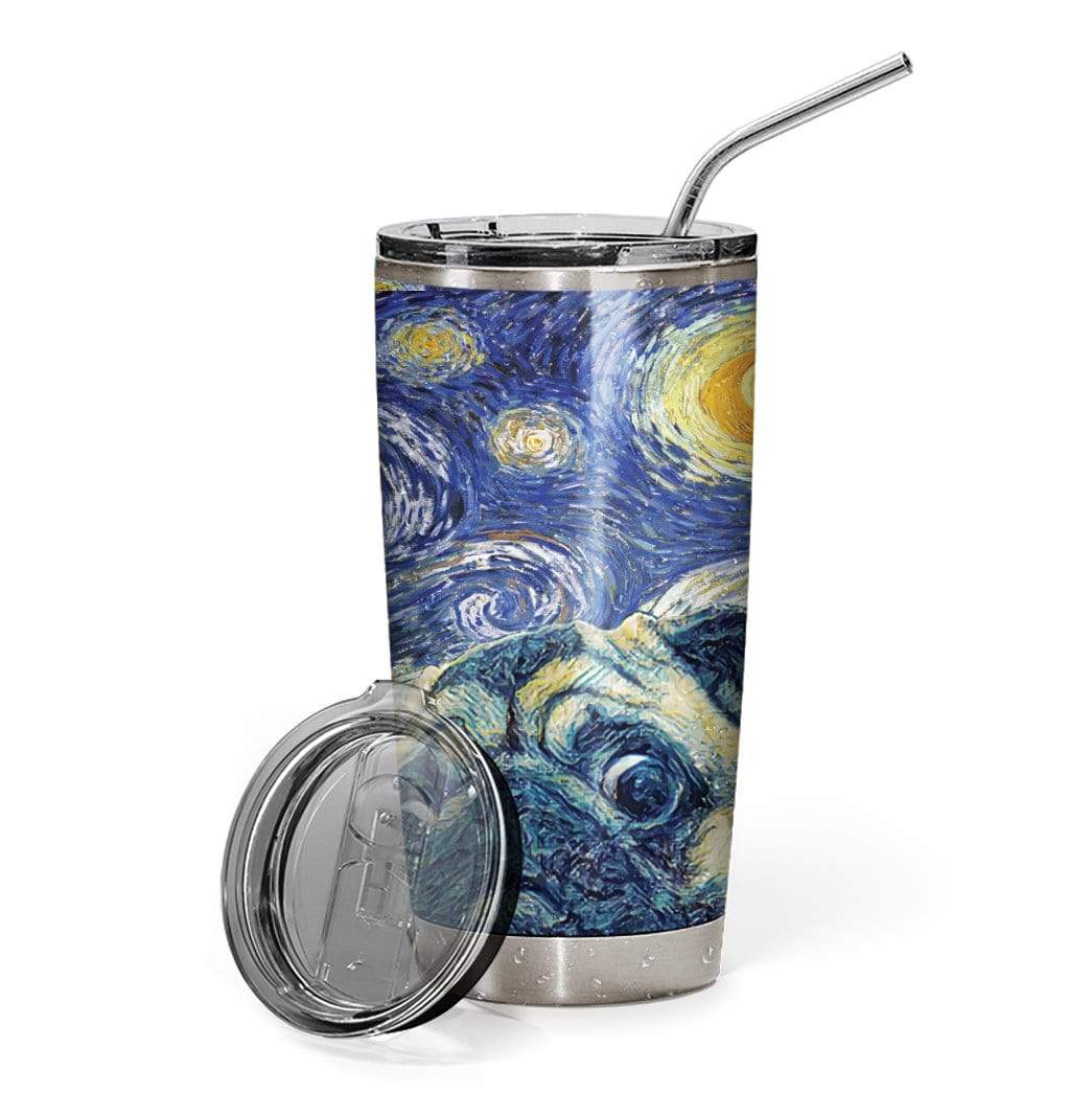 3D Starry Night Pug Vacuum Insulated Tumbler