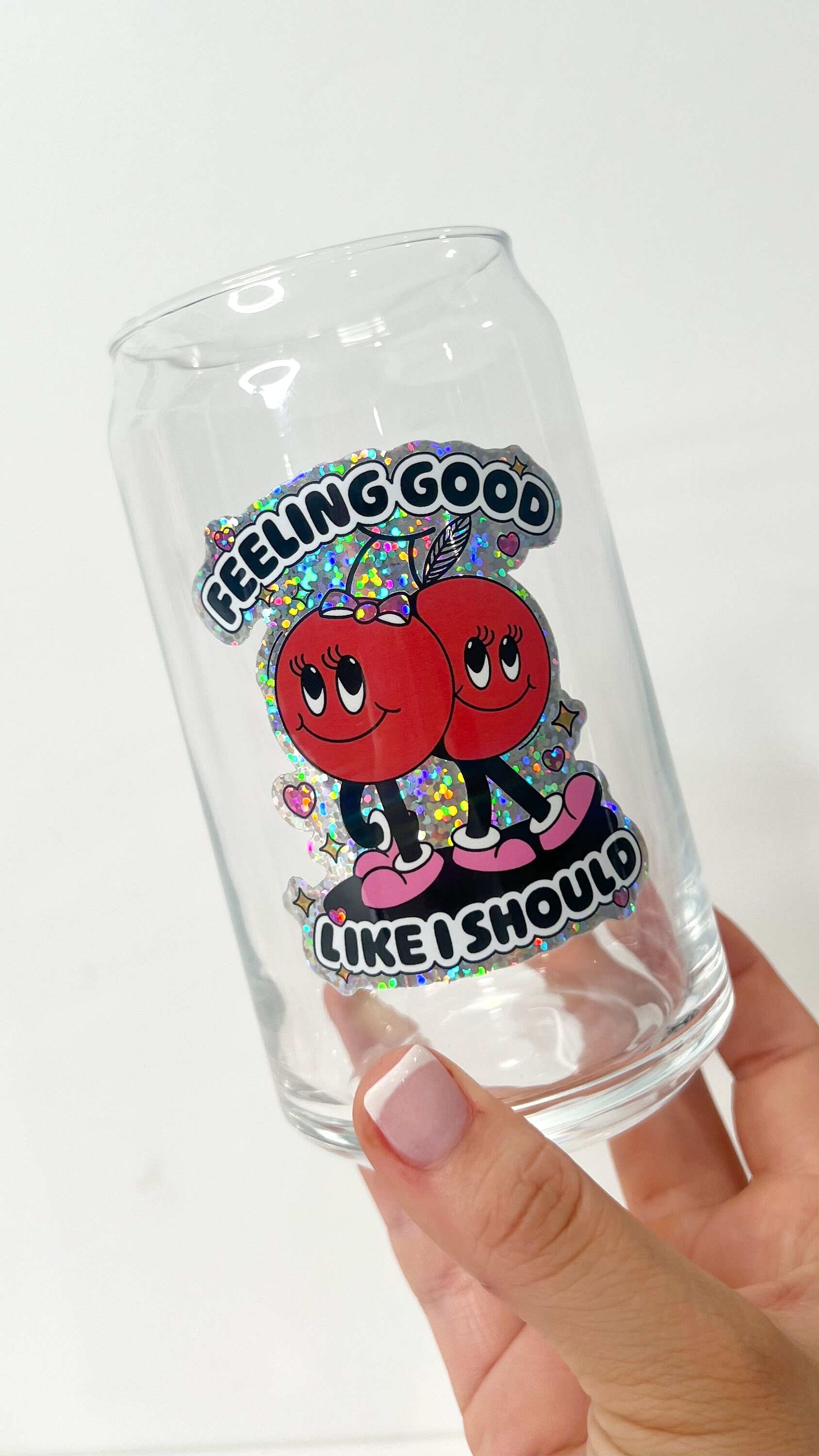 Feeling Good | Modern Coffee Glass | Beer Pint Glass | 16 oz Glass | Coffee Addicts | Morning Coffee | Iced Coffee