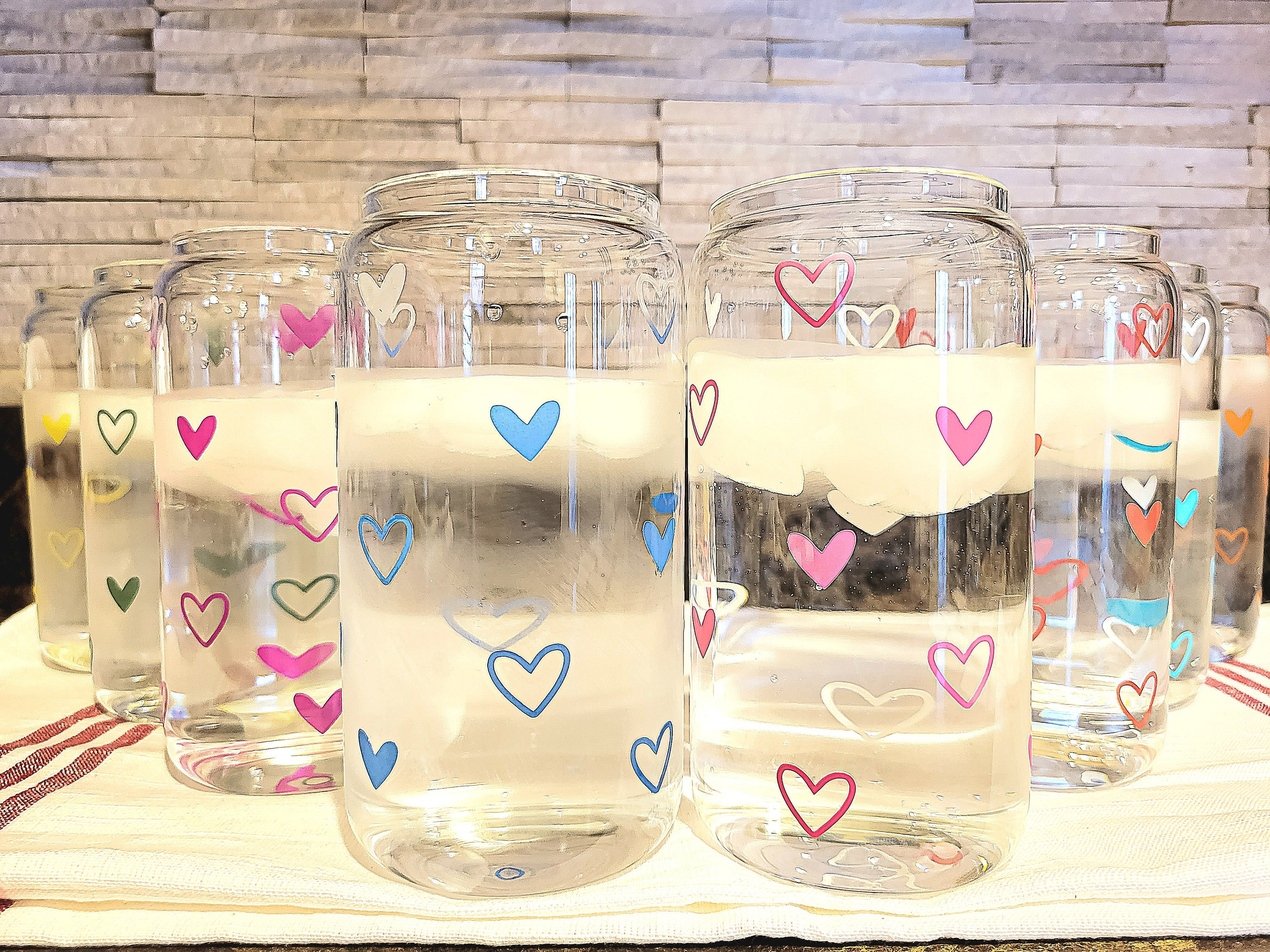 COLOR CHANGING Cups, Mini Hearts Glass Cup, Aesthetic Beer Can Glass, Trending Glassware, Gifts under 30 for her, Valentines Day Gift