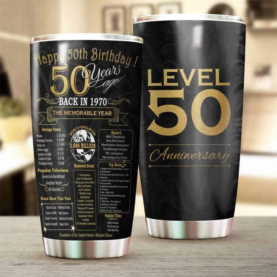 [Stainless Steel Tumbler 20 Oz] ANI50 Anniversary 50 Years Stainless Steel Tumbler, 50 Years Stainless Steel Mug Father Day gifts, Mother Day gift