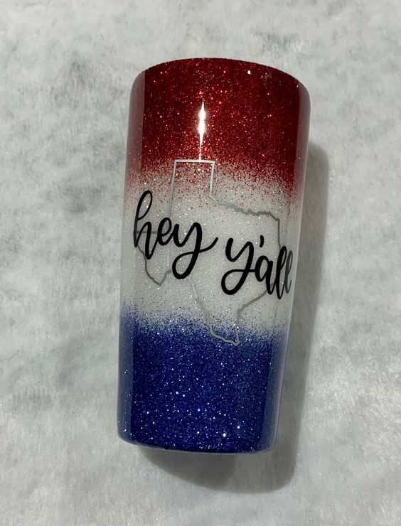 Texas Hey Yall Glitter Epoxy Tumbler