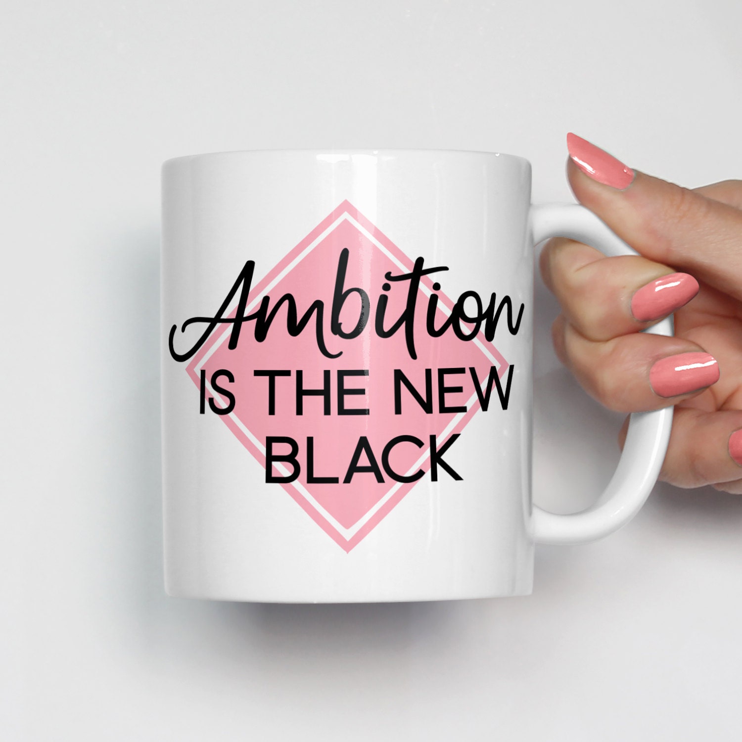 Ambition Is the New Black, Girl Boss Mug, Girl Boss Gifts, Boss Lady Mug,Motivational Mug,Motivational Gifts, Entrepreneur Mug 0380