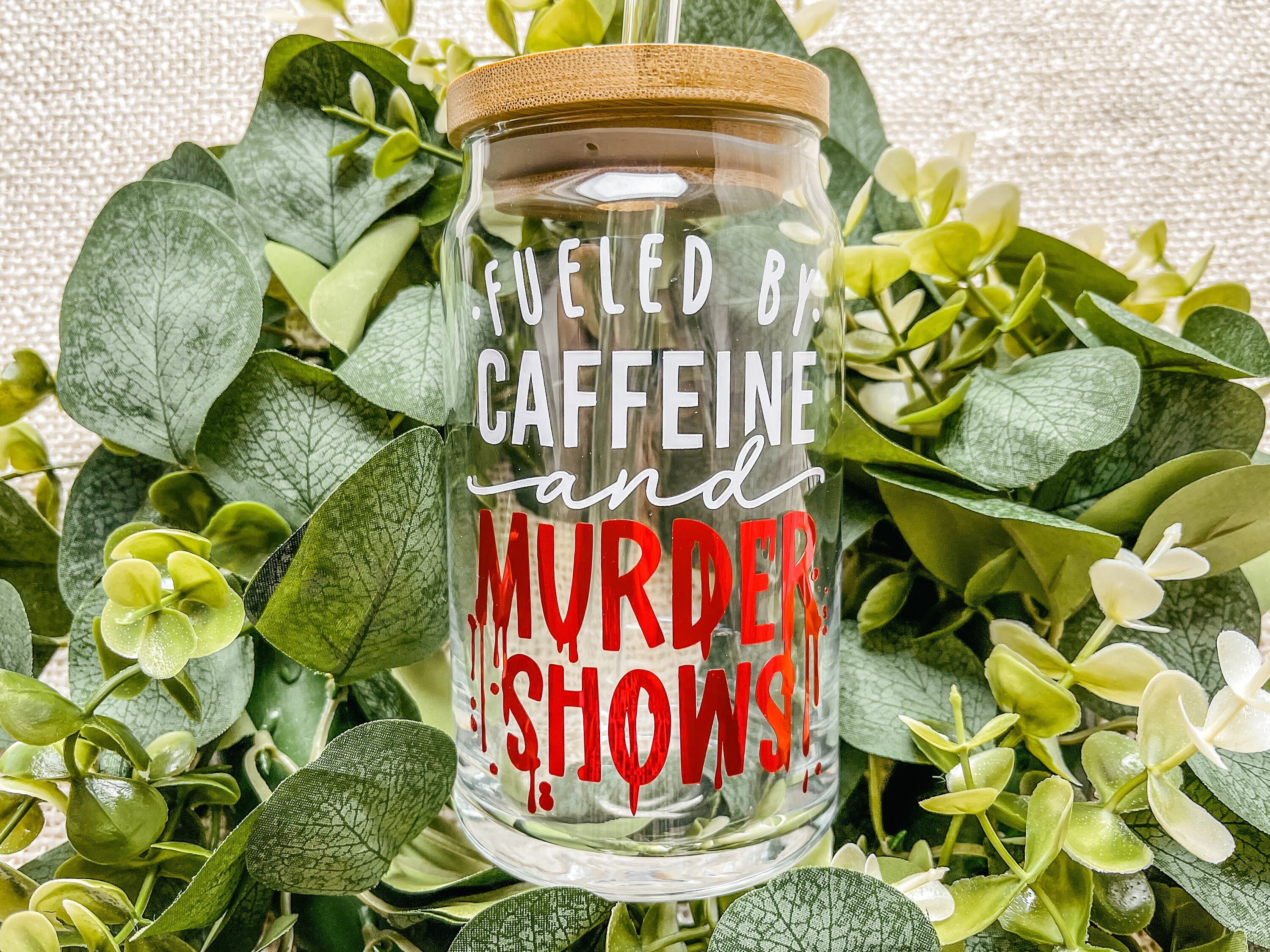 True Crime Iced Coffee Glass, Gifts for Murderino, SSDGM Gifts, Beer Can Glass, MFM Gifts, True Crime Junkie Cup, Aesthetic Glass Can