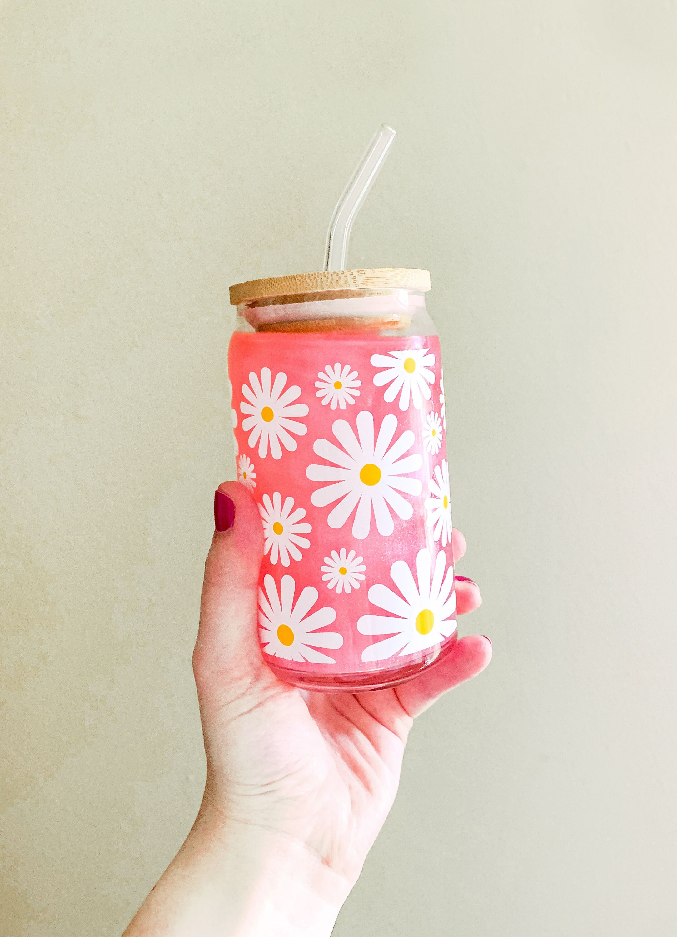 Daisy Can Glass | Daisy Coffee Cup | Iced Coffee Glass | Daisy Glass Cup | Daisy Coffee Cup | Daisy Glass | Daisy Lover Gift