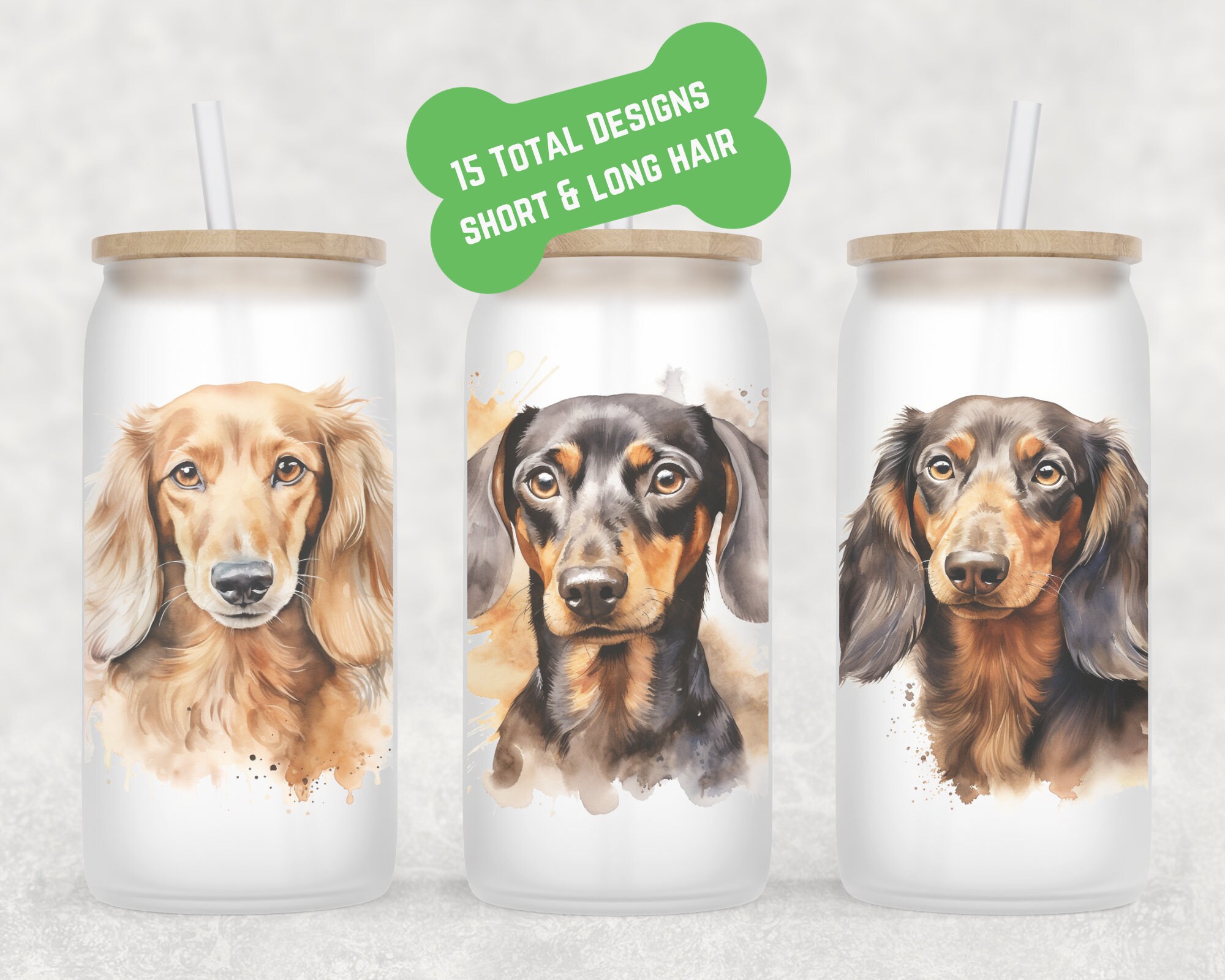 Dachshund Beer Can Glass | Dog Mom Gift | Long Hair Dachshund Mug | Coffee Iced Coffee Cup | Fur Mom Coffee Mug | Glass Coffee Cup