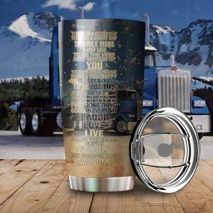 For Truck Drivers Gift, Laugh Love Live Quote Stainless Steel Tumbler 20oz