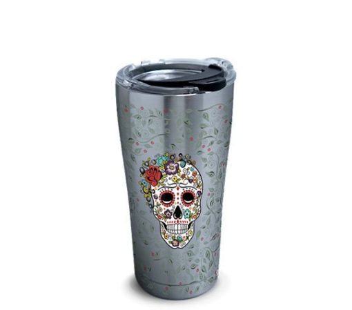 Skull And Flowers Cl15100115Mdt 16Oz 20Oz Travel Mug Vacuum Sealed Tumblers