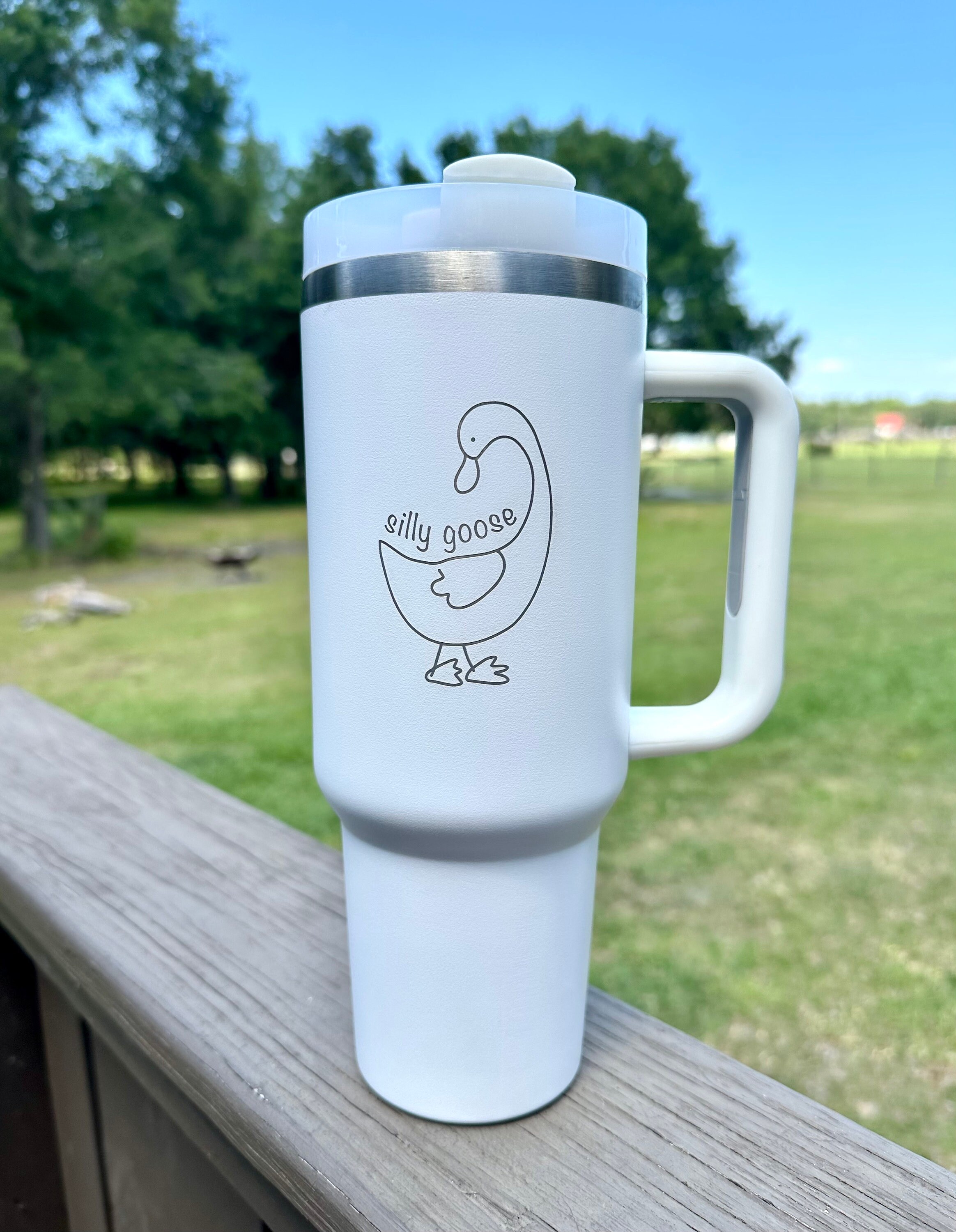 Silly Goose | 40 oz Stainless Steel Insulated Tumbler with Handle, Laser Engraved tumbler