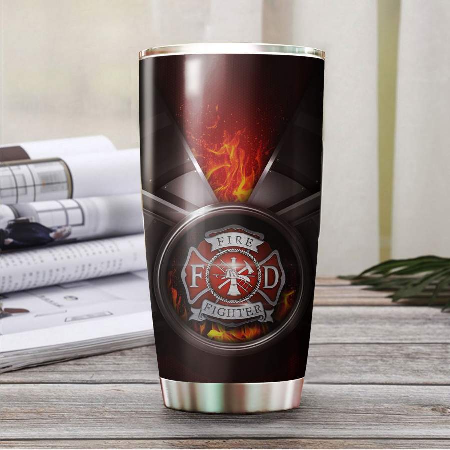 Firefighter Logo Metal Stainless Steel Tumbler