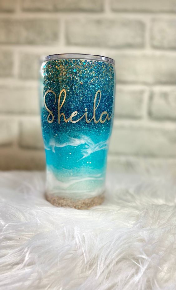 Personalized Teal Beach Tumbler