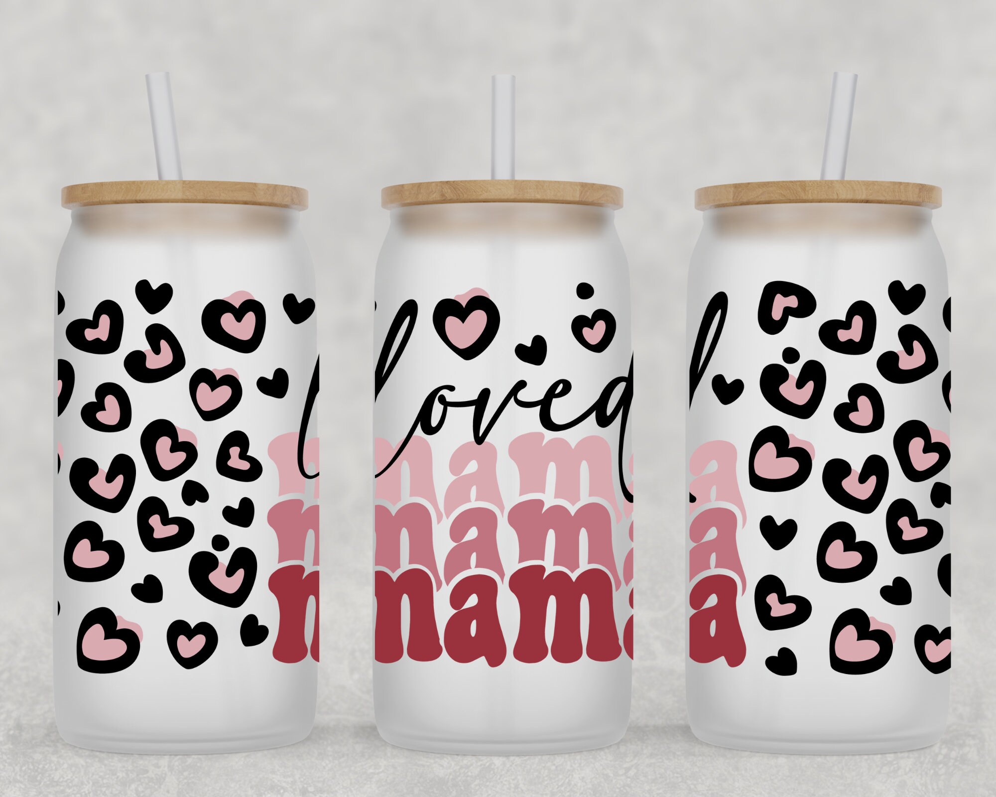 Loved Mama Beer Can Glass | Valentines Day Cup | Vday Coffee Glass | 16oz Libbey Glass | Coffee Glass | Vday Gift | Gifr for Mom