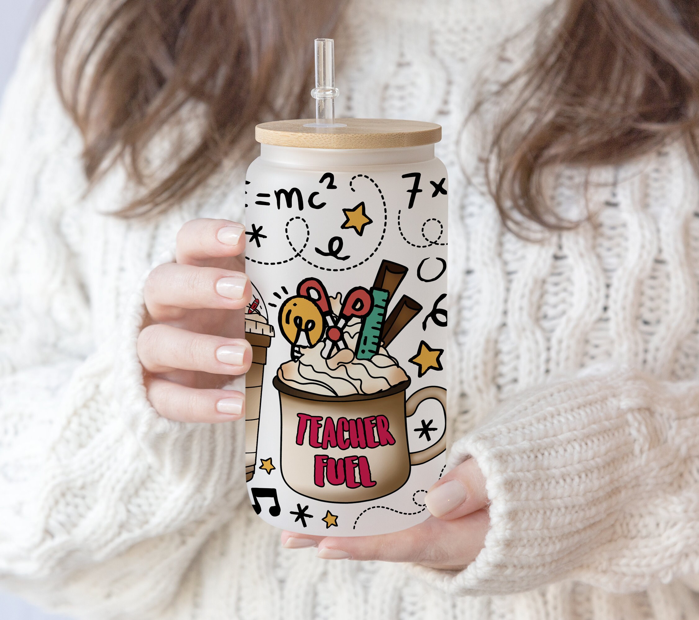 3 files 16 oz Libbey Beer Glass Can Tumbler Sublimation hand drawn Design Teacher fuel Coffee mug latte Iced coffee digital school pen wrap