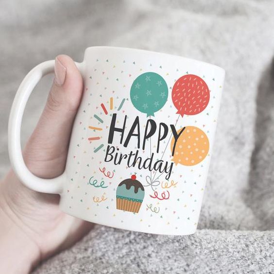 Happy birthday coffee mug, colored birthday mug, balloon mug, funny birthday gift, birthday mug, birthday wish mug