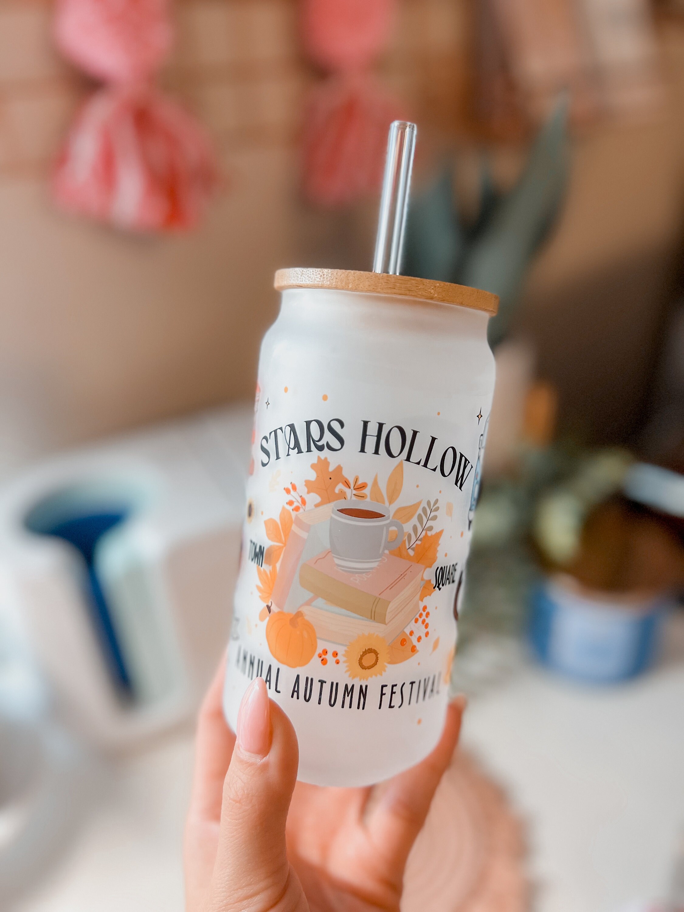 Stars Hollow Beer Can Glass | Iced Coffee Glass | Gift For Her | Gilmore Girls Frosted Glass Can