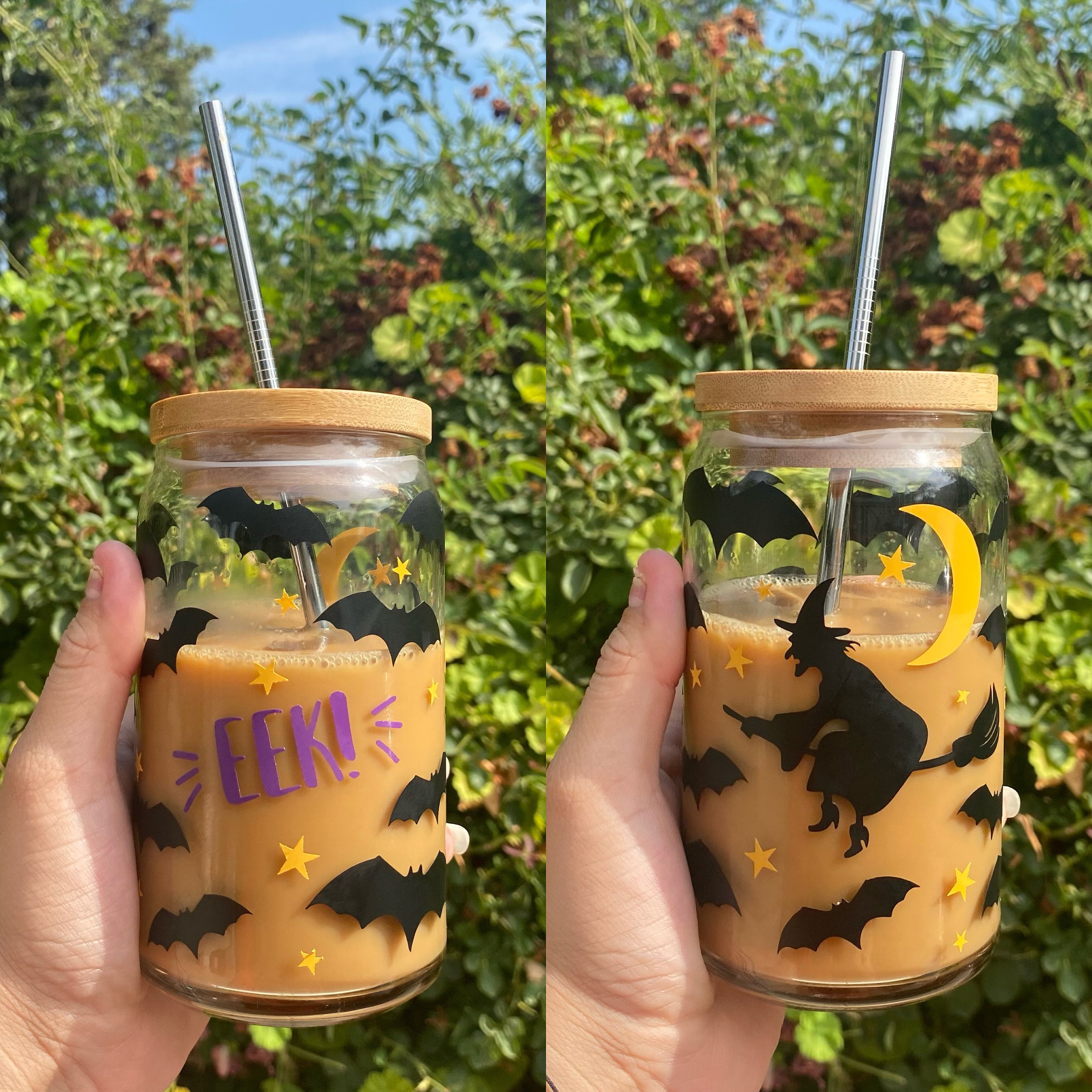 Halloween Glass, Halloween Cups, Halloween Witch, Halloween Decorations, Beer Glass Cans, Halloween Beer Glass, Halloween Beer Glass Coffee