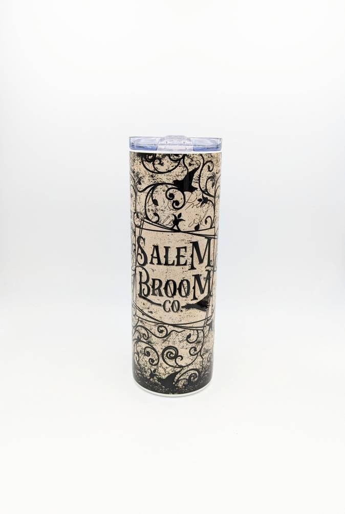 Salem Broom Witch Tumbler | Witchy Tumbler | Witchy Cup | Halloween Tumbler