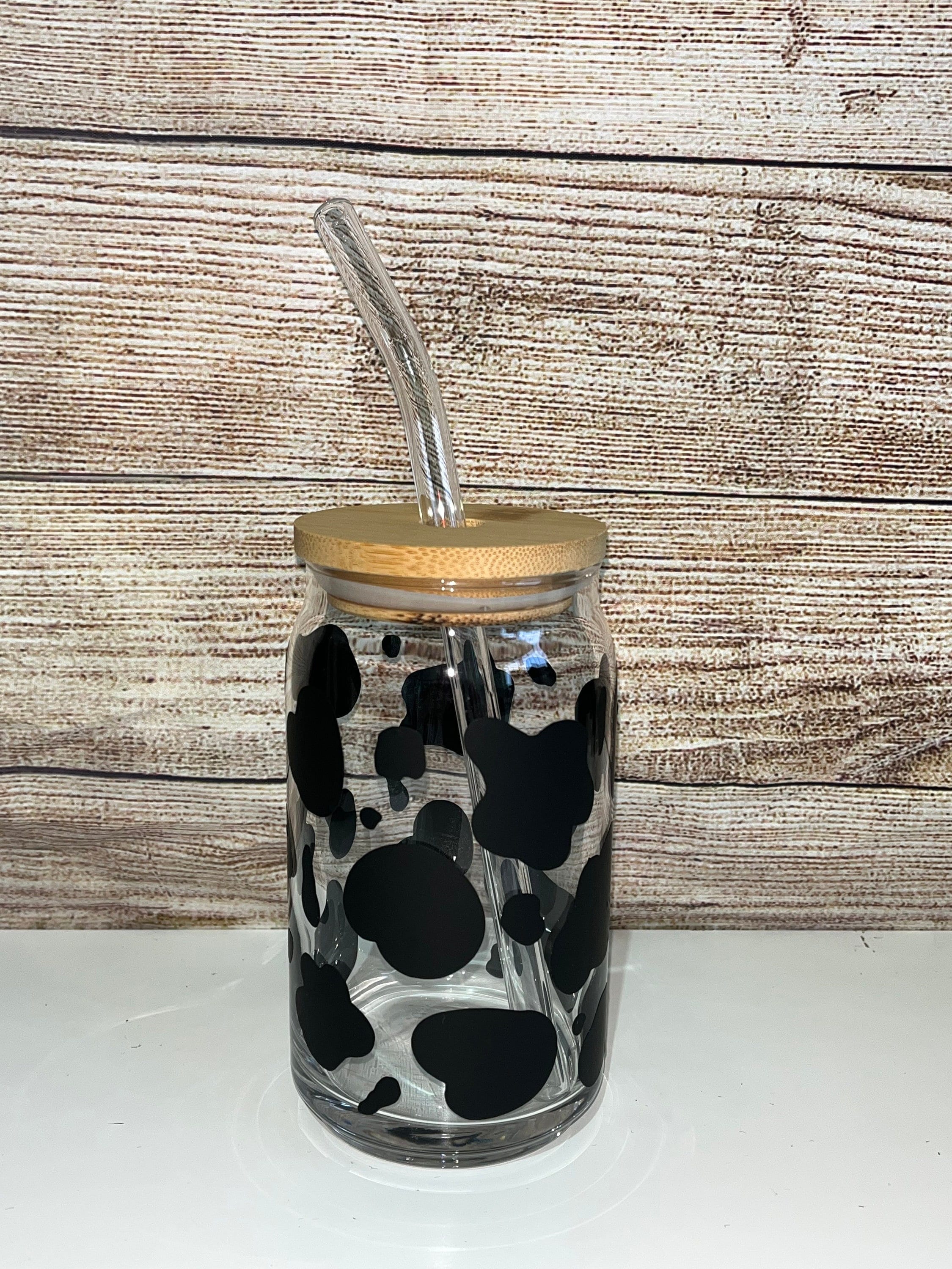 Cow Print Glass Cup