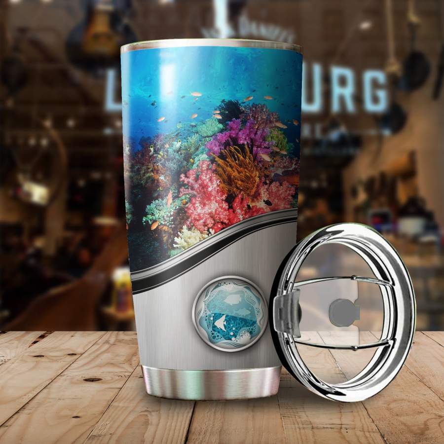 Coral Love Metal Stainless Steel Tumbler