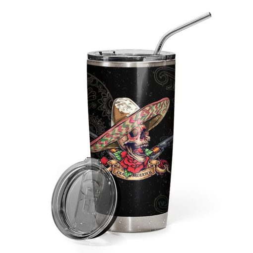 3D Dia De Los Muertos Custom Design Vacuum Insulated Tumbler, Gift For Boyfriend, Best Gift For Girlfriend, Best Gifts For Mom, Gift For Husband