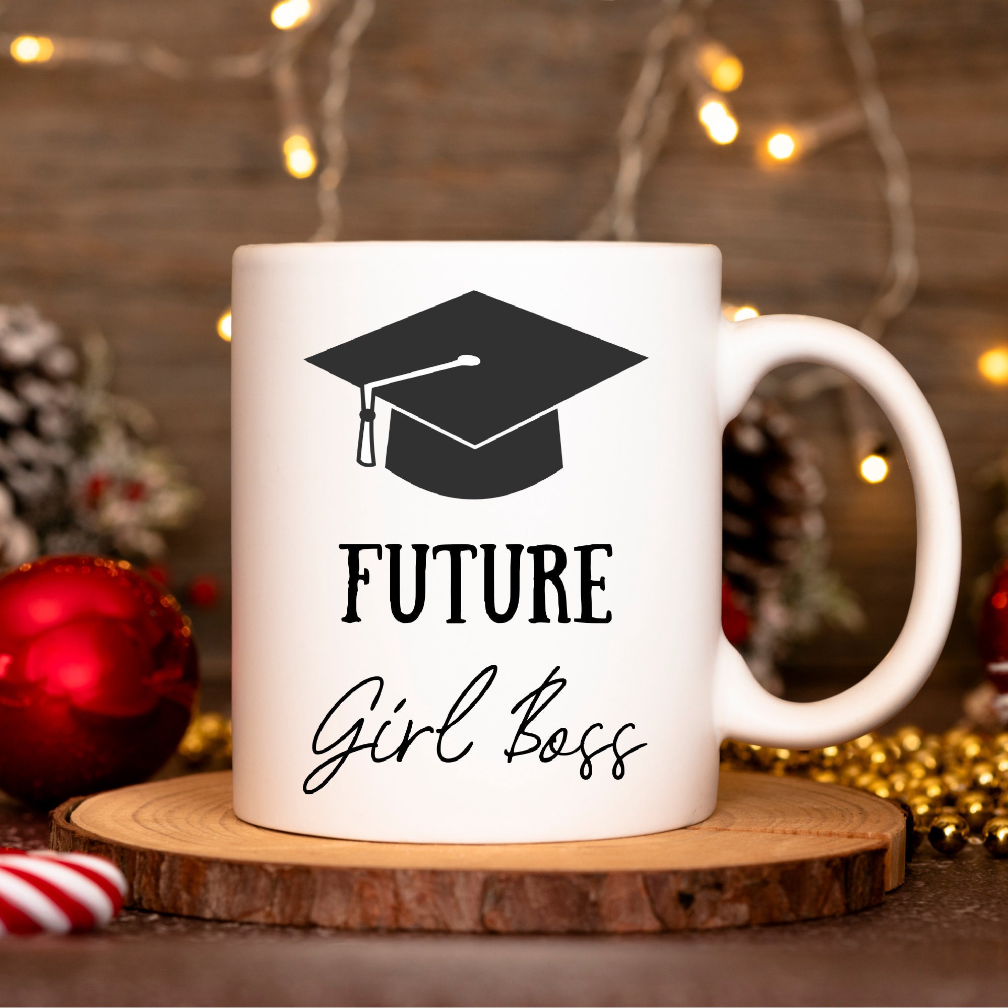 Graduation Gift Mug for Her, Future Girl Boss, Graduation Cap, Personalized Mug, Graduation Mug for Woman Friend