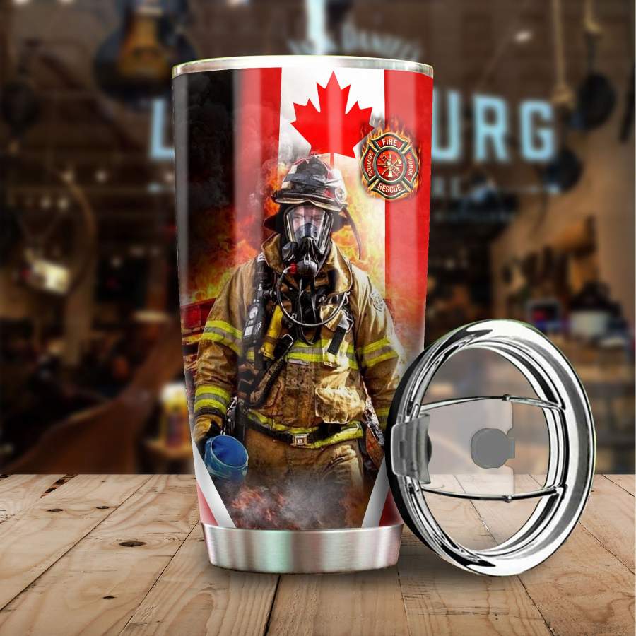 Canada FireFighter Art Stainless Steel Tumbler