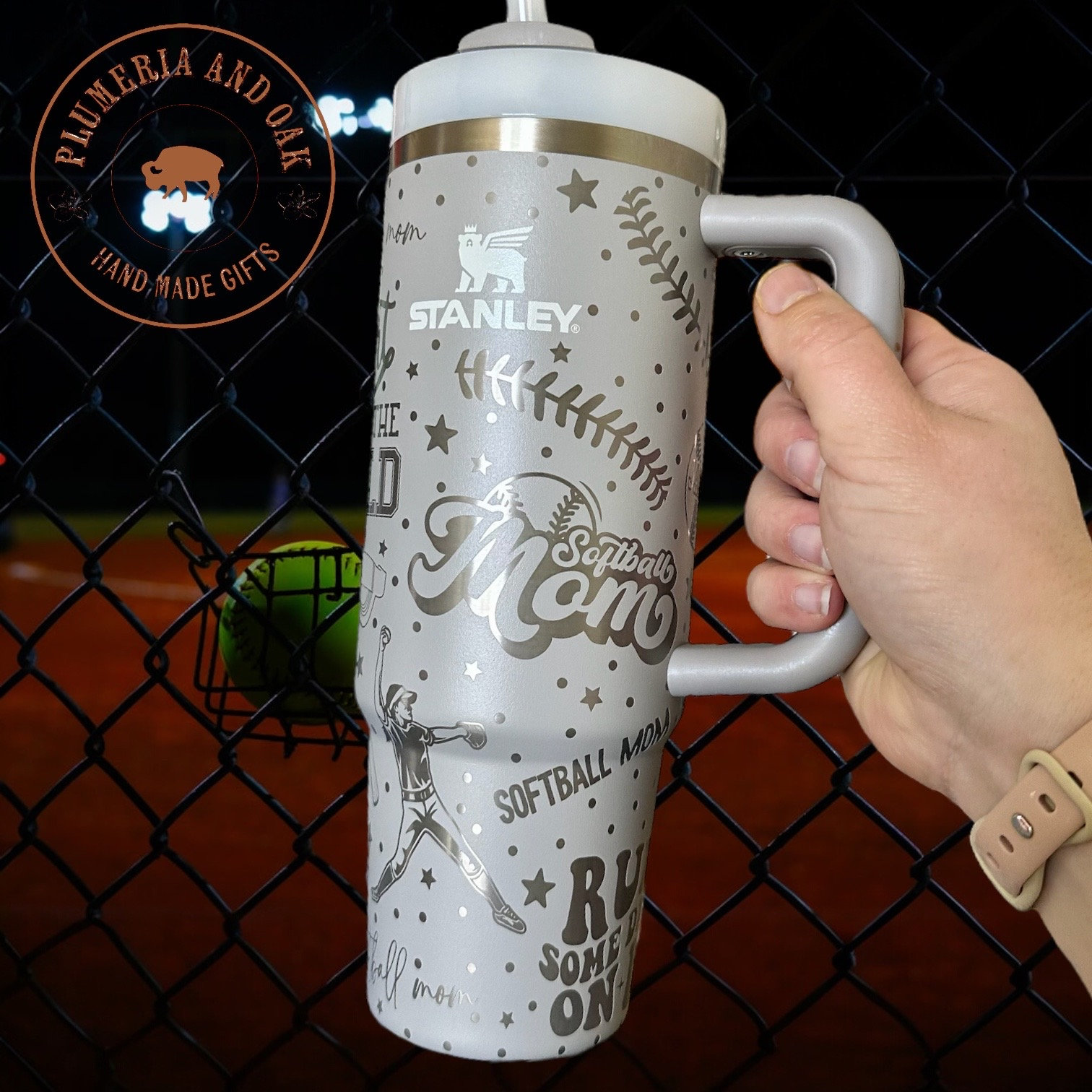 Softball Mom Tumbler, Engraved Tumbler, team mom gift, softball cup, strikeout, end of season gift, personalized travel mug, Mother’s Day