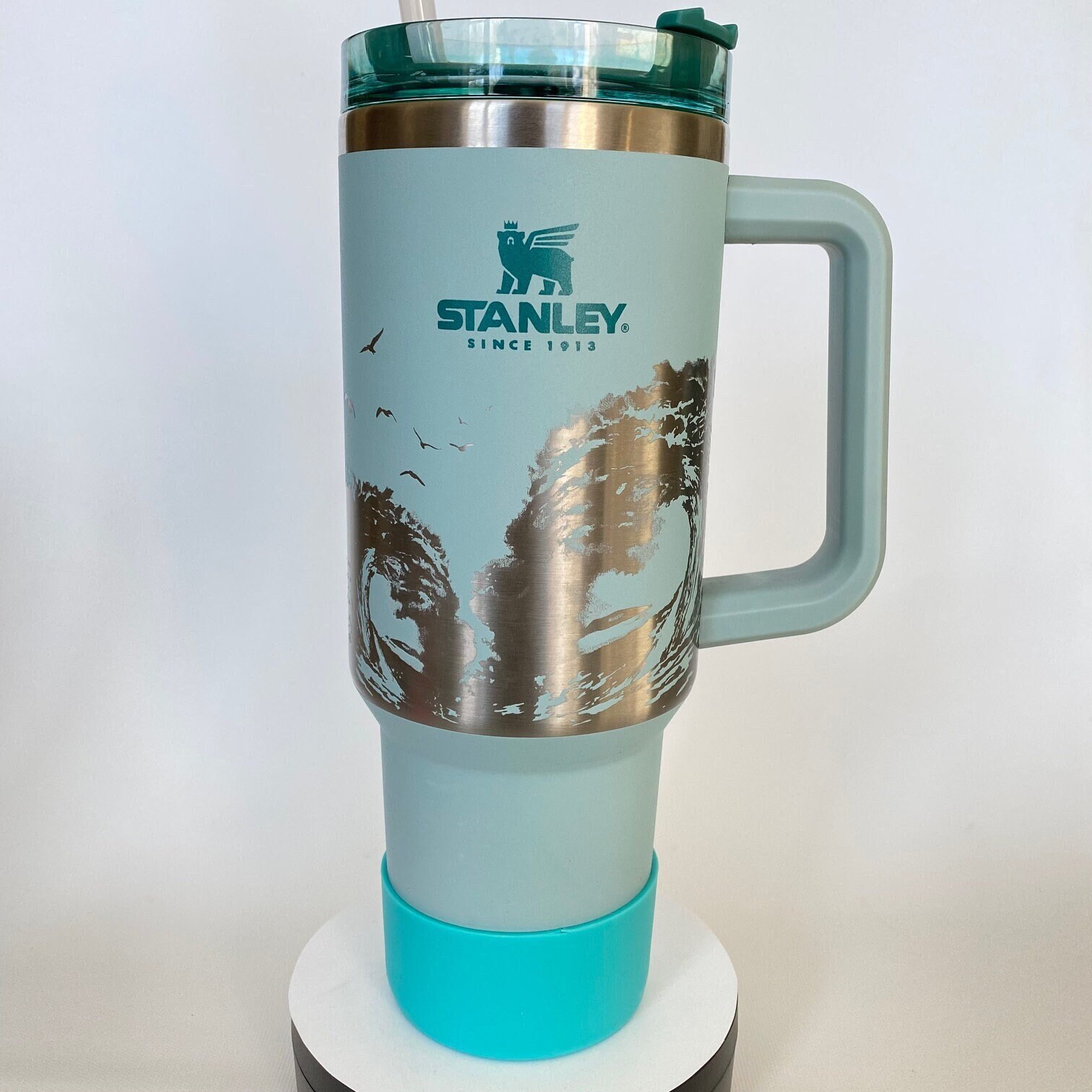 Waves Engraved Stanley Adventure Quencher 40oz tumbler