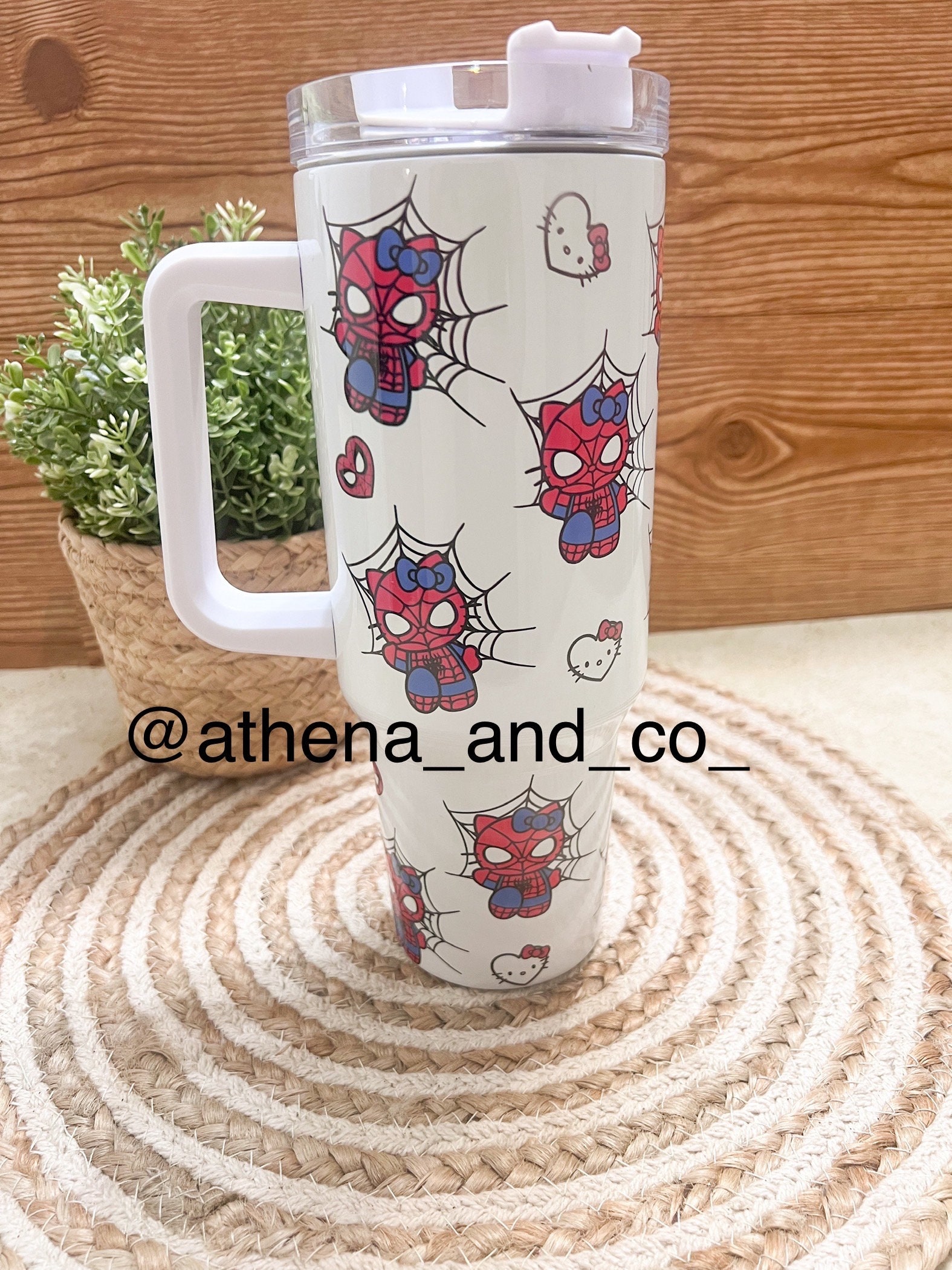 Kitty spider 40 oz tumbler | 40 oz tumbler| travel mug| Kawaii mug| Kitty mug|spider mug