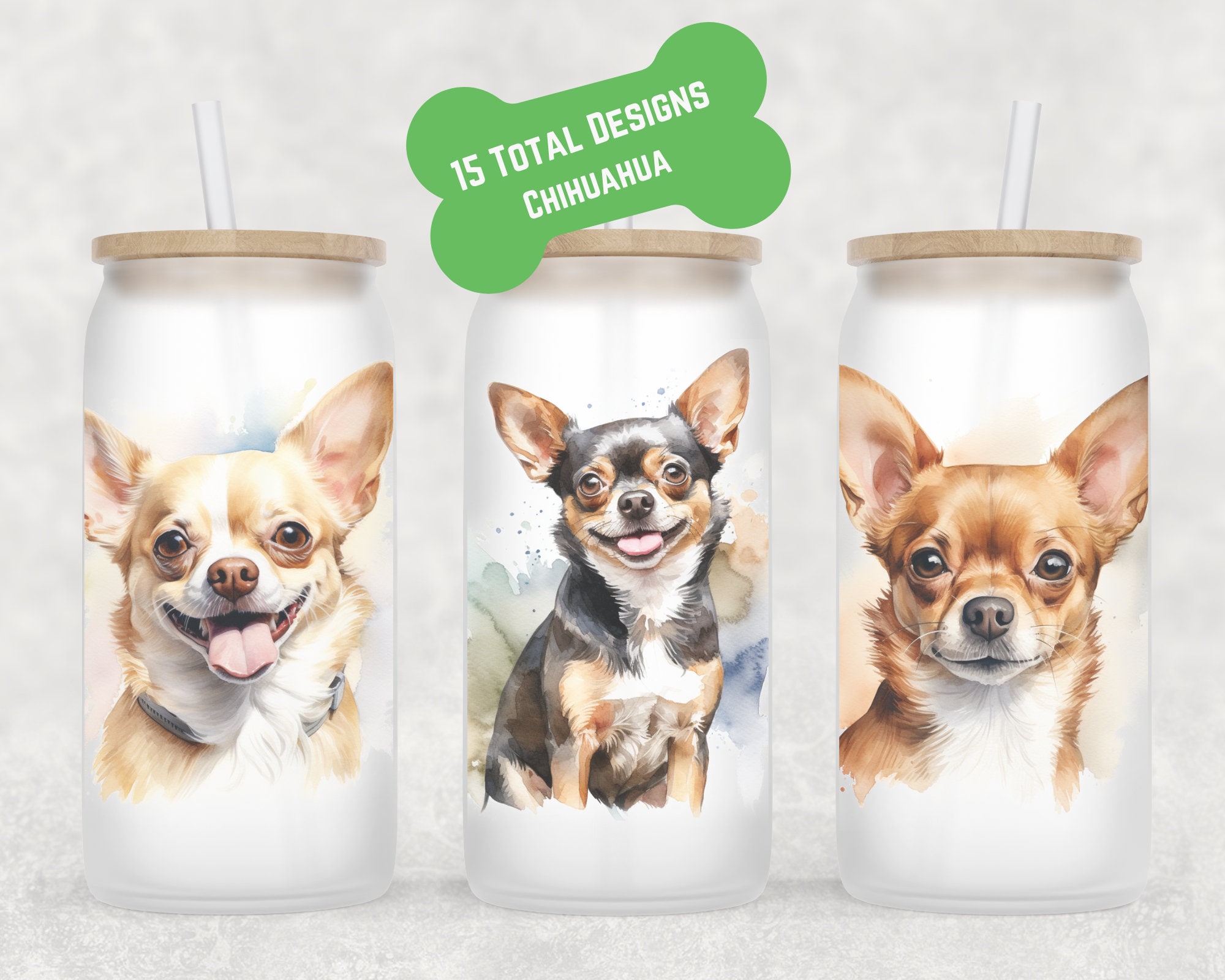 Chihuahua Beer Can Glass | Dog Mom Gift | Chihuahua Mug | Coffee Iced Coffee Cup | Fur Mom Coffee Mug | Glass Coffee Cup | Chihuahua Cup