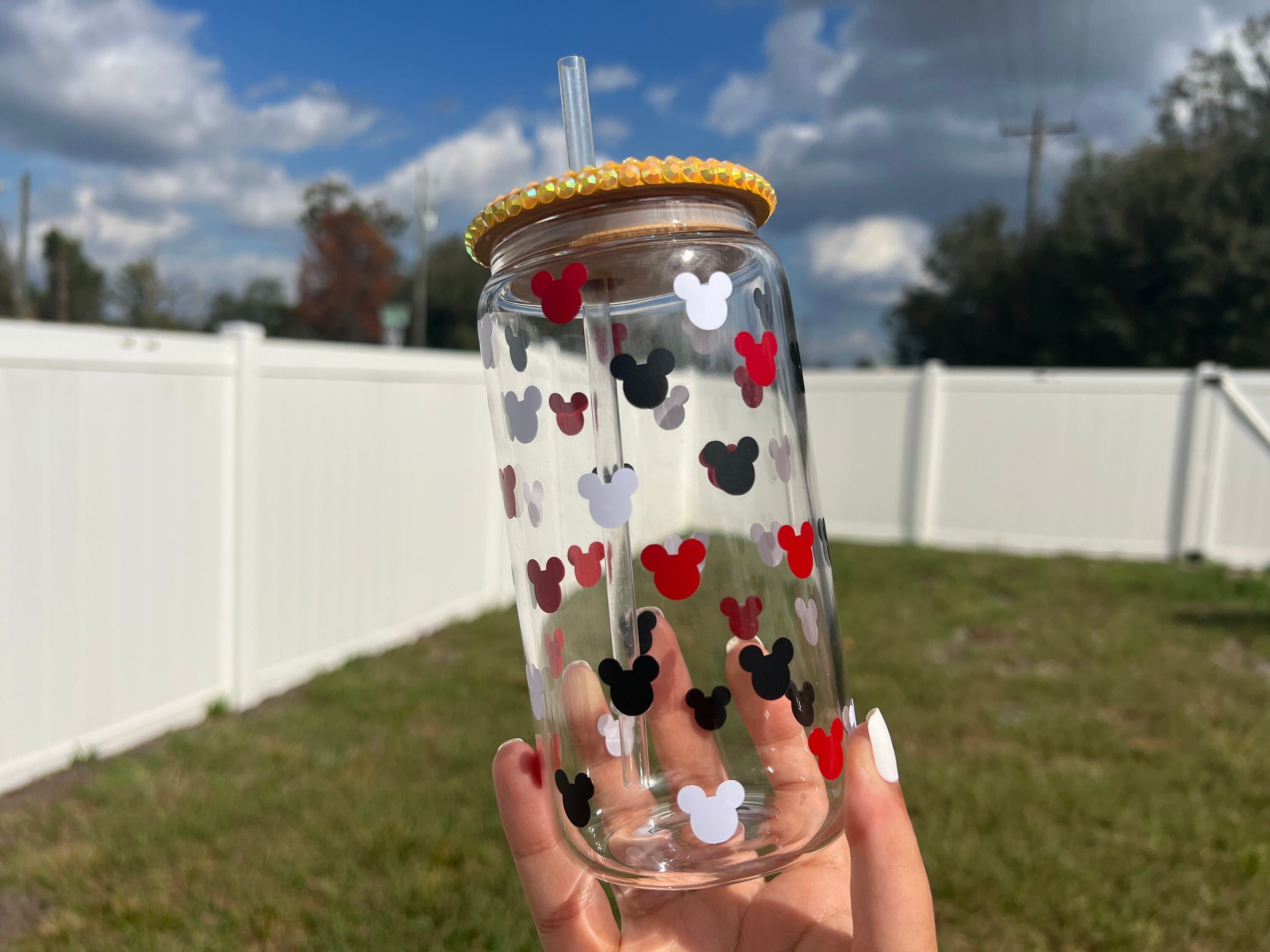 Cute Multicolor Mouse Head 16 Oz Clear Beer Can Glass Cup, Disney inspired Cups, Cute Glass Cups, Personalized Cups, Mickey Cups, Gift Ideas