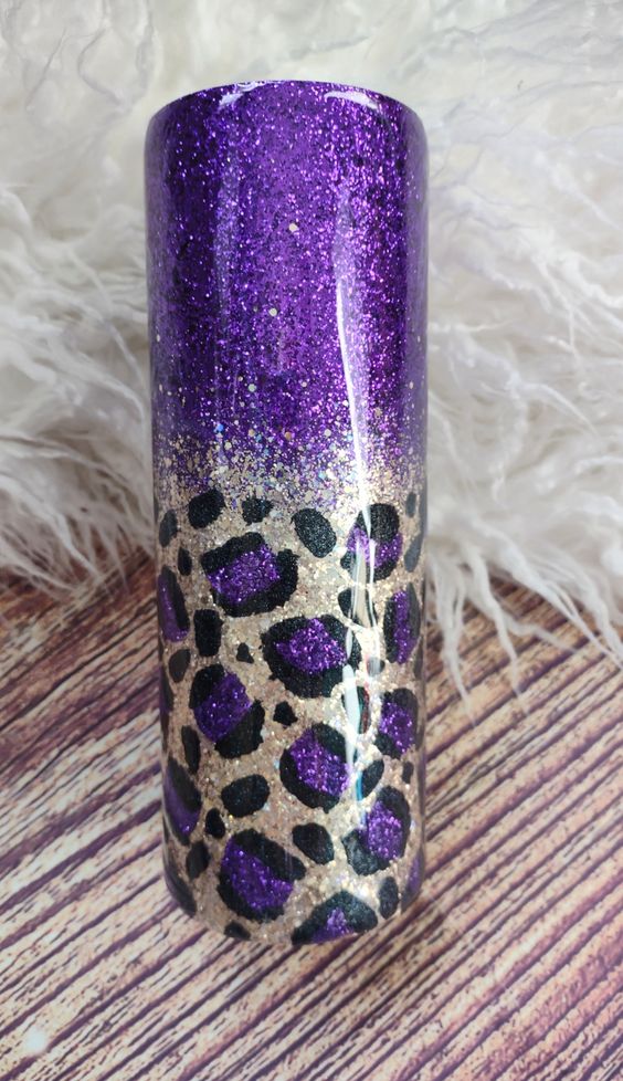 Cheetah Print Glitter Tumbler