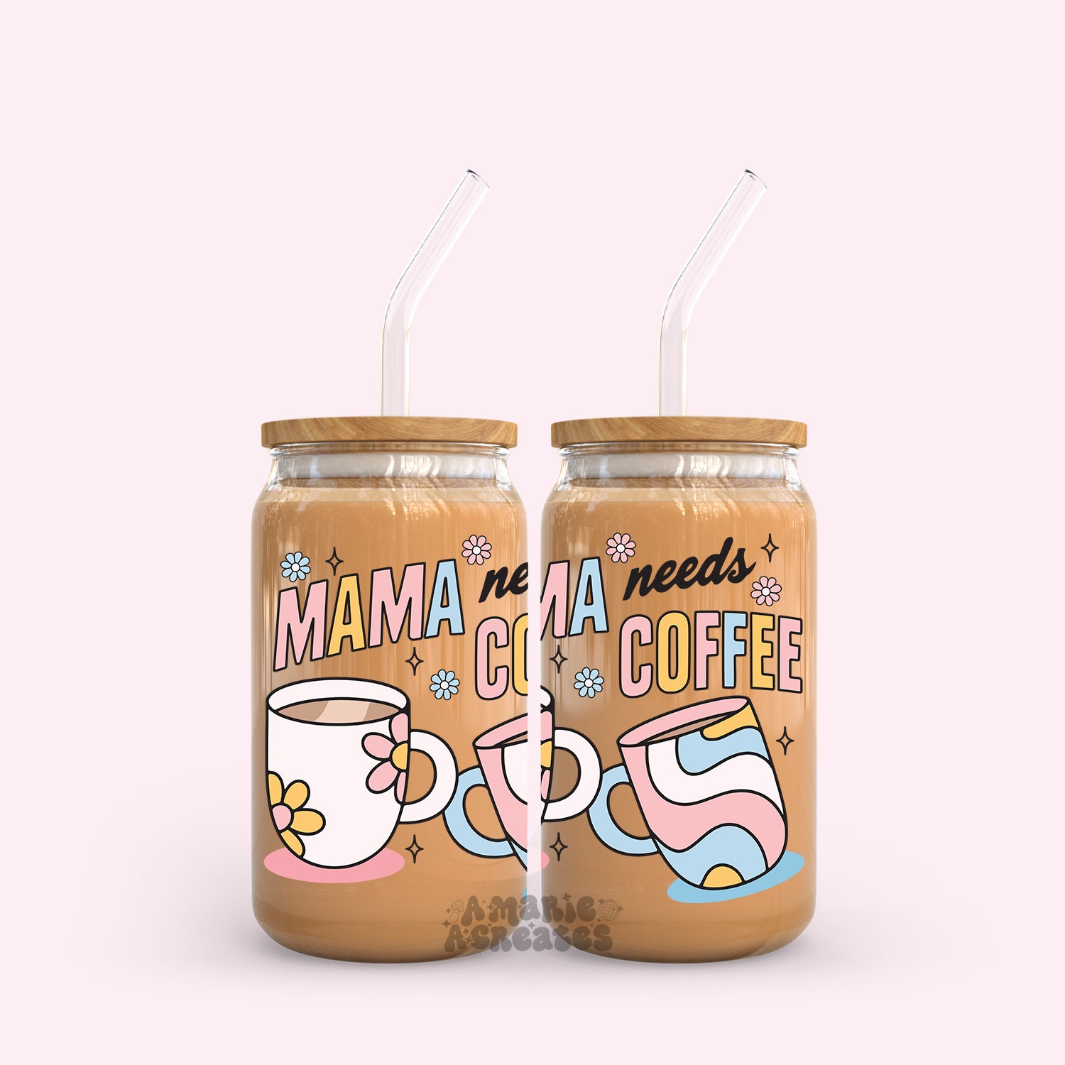 Mama Needs Coffee Glass Cup, Mothers Day, Caffeine, Coffee Lover, Motherhood