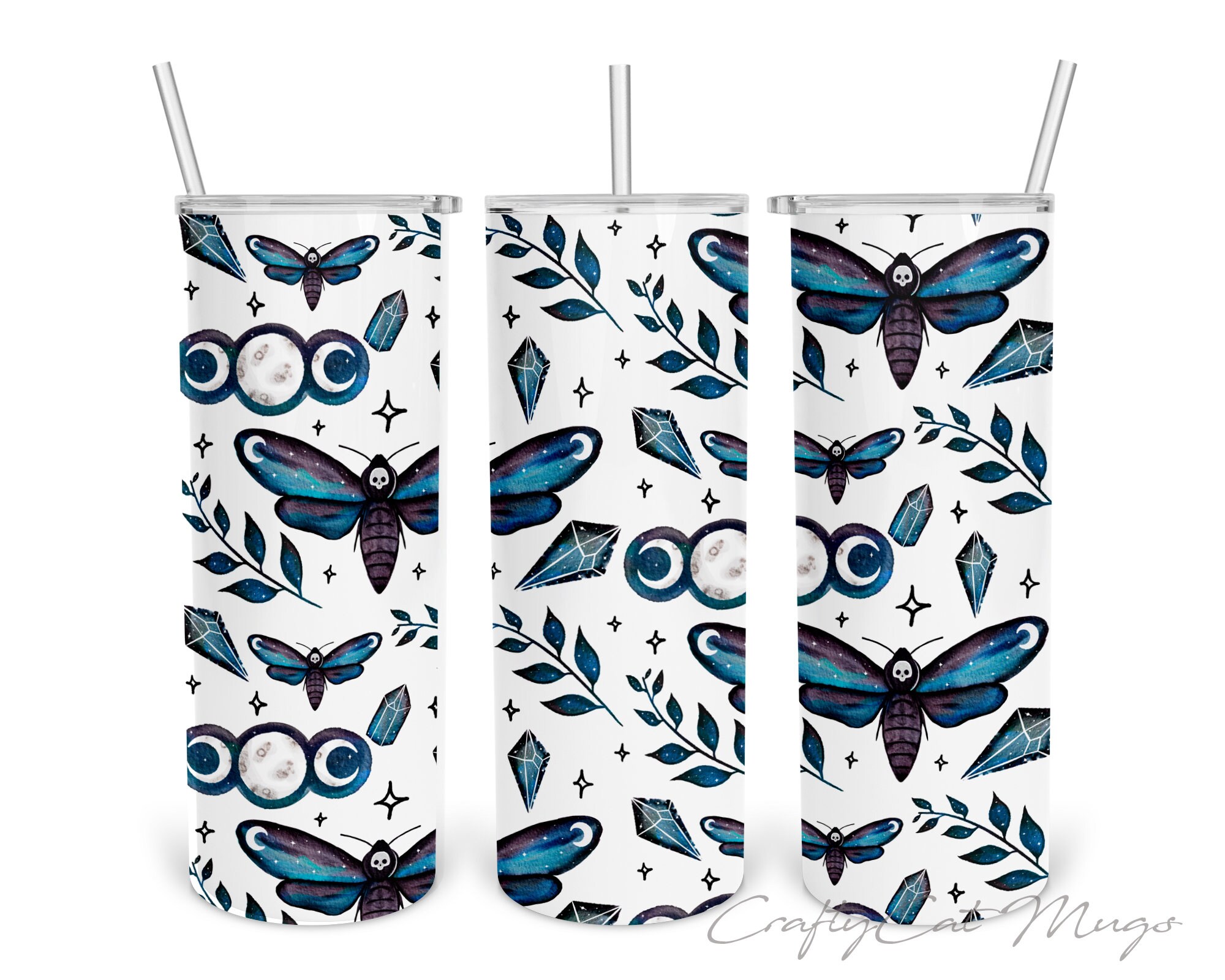 Celestial Moth Tumbler | Moon Cup | Floral Tumbler | Moth Tumbler