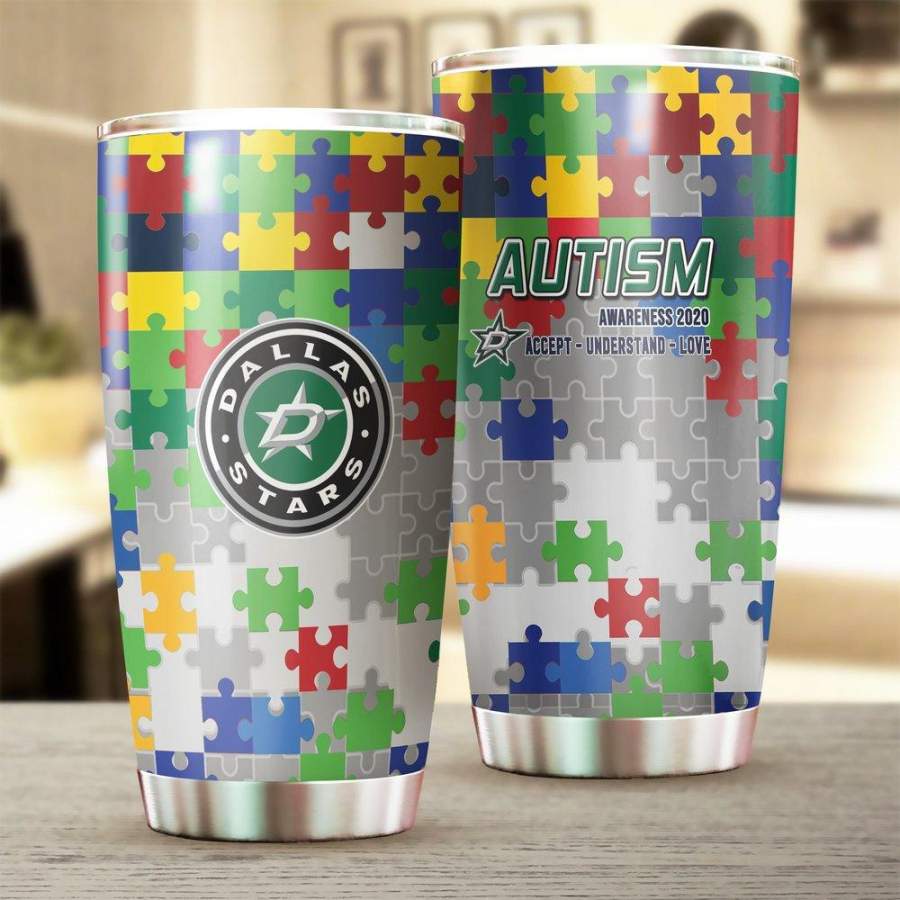 [Stainless Steel Tumbler 20 Oz] NHL201 Dallas Stars Stainless Steel Tumbler, Dallas Stars Stainless Steel Mug Autism Father Day gifts, Mother Day gift
