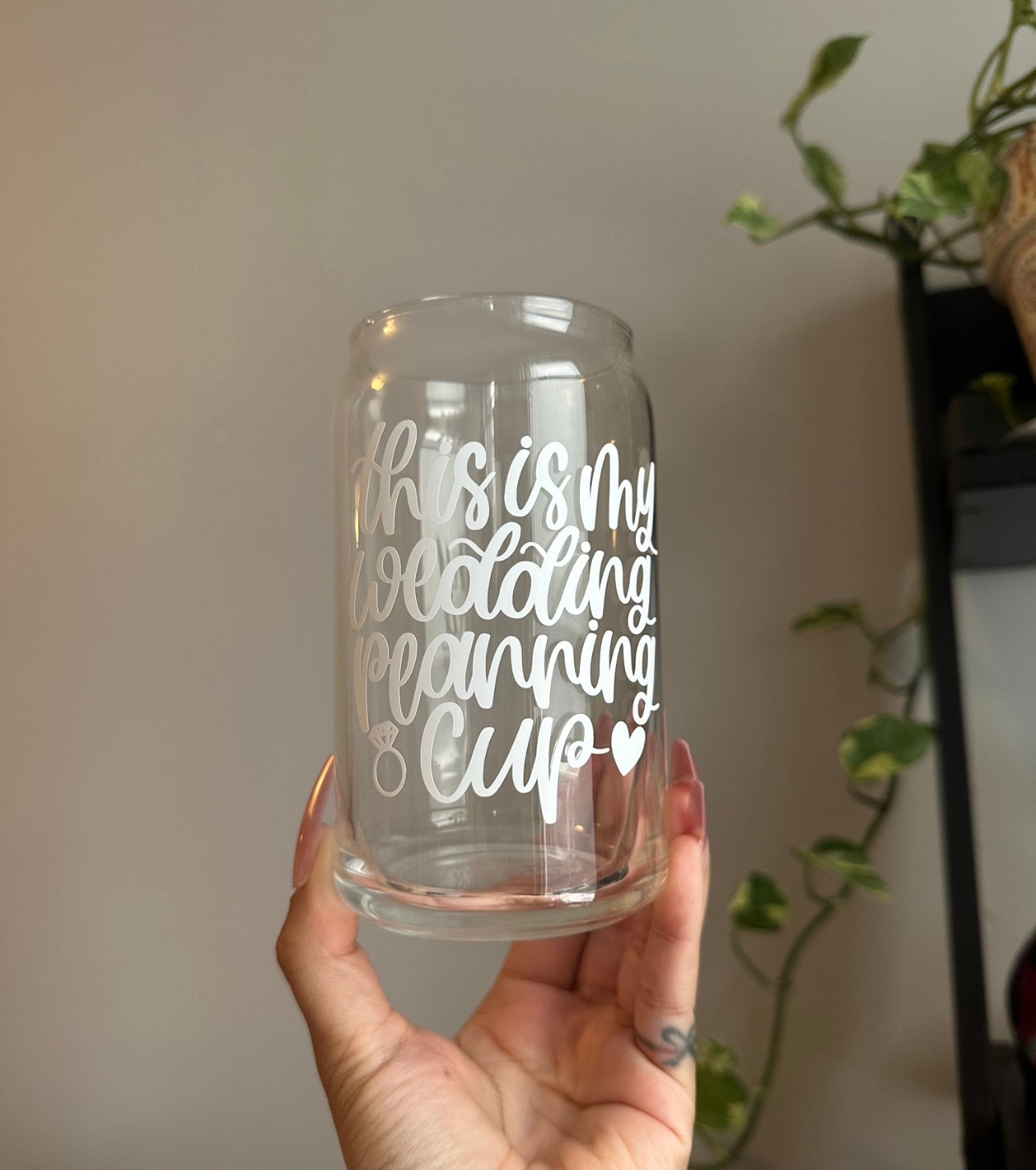 Wedding Planning Cup | Bride To Be Cup | Bride To Be Gift | Bridal Cup | Glass Cup | Coffee Glass | Iced Coffee Glass | Glass Can | Cute Cup