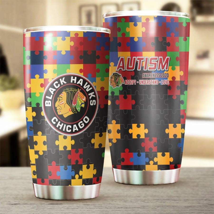[Stainless Steel Tumbler 20 Oz] NHL207 Chicago Blackhawks Stainless Steel Tumbler, Steel Mug Autism Father Day gifts, Mother Day gift