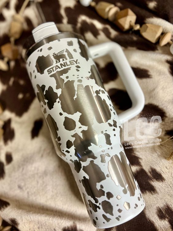 Cow Print Engraved Quencher Personalized Tumbler