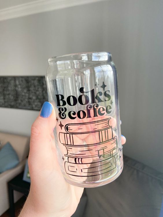 Book Lover Coffee Glass, Bookish Glass, Coffee Glass, Reusable Cup, Libbey Beer Can Glass Tumbler