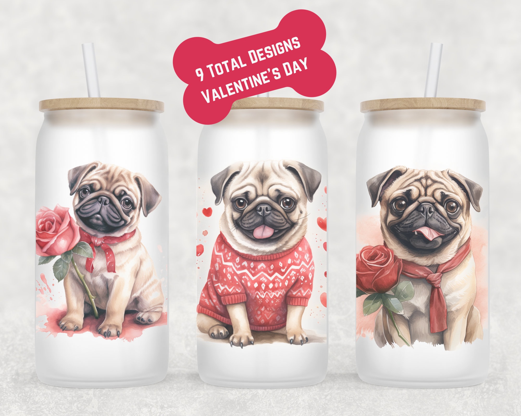 Pug Beer Can Glass | Dog Mom Gift | Pug Mug | Dog Iced Coffee Cup | Fur Mom Coffee Mug | Pug Valentine’s Gift | Pug Vday Cup| Pug Coffee Mug